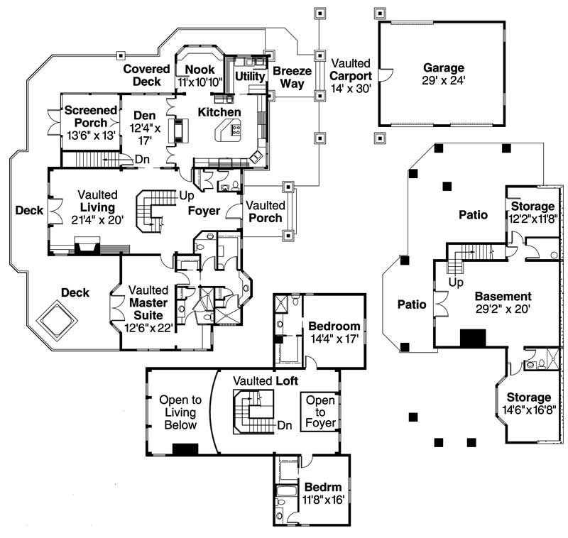 Floor Plan First Story of Ranch Plan #108-1637