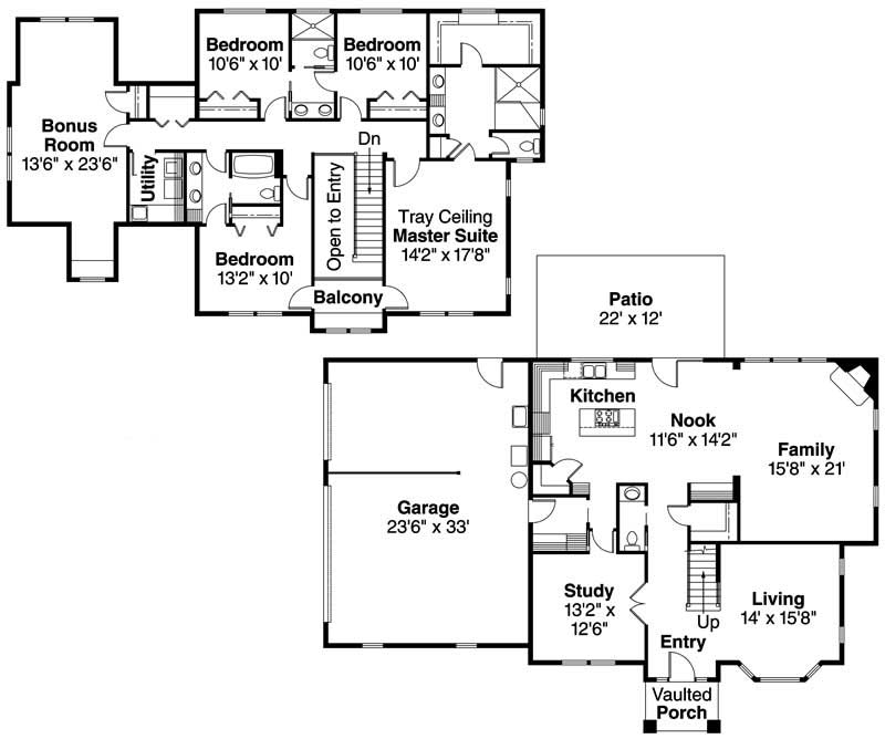 Floor Plan First Story of European Plan #108-1640