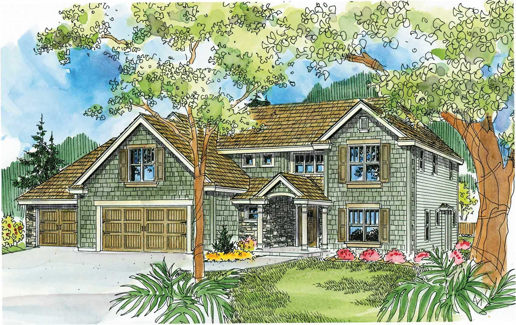 This is a colored rendering of these Craftsman Homeplans.