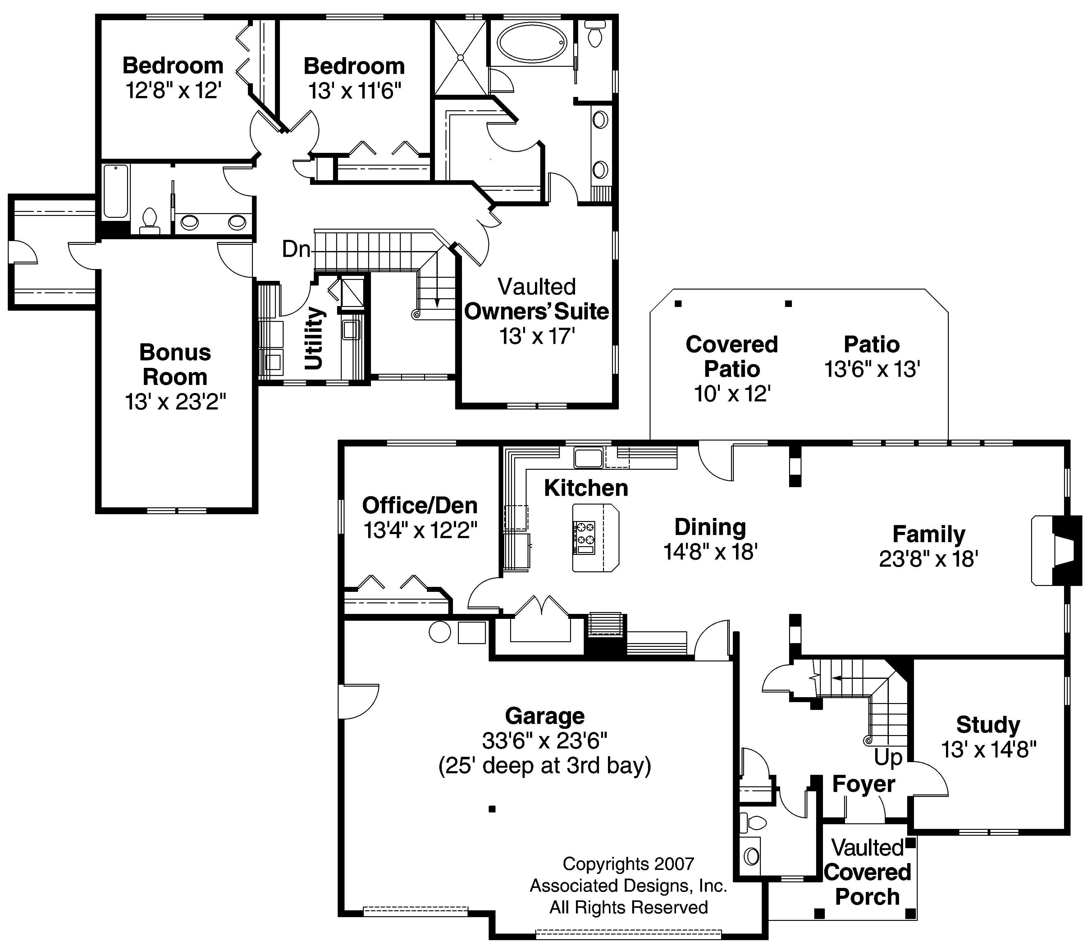 Floor Plan First Story of Country Plan #108-1641