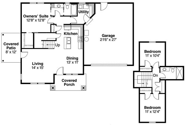 Floor Plan First Story of Cape Cod Plan #108-1642