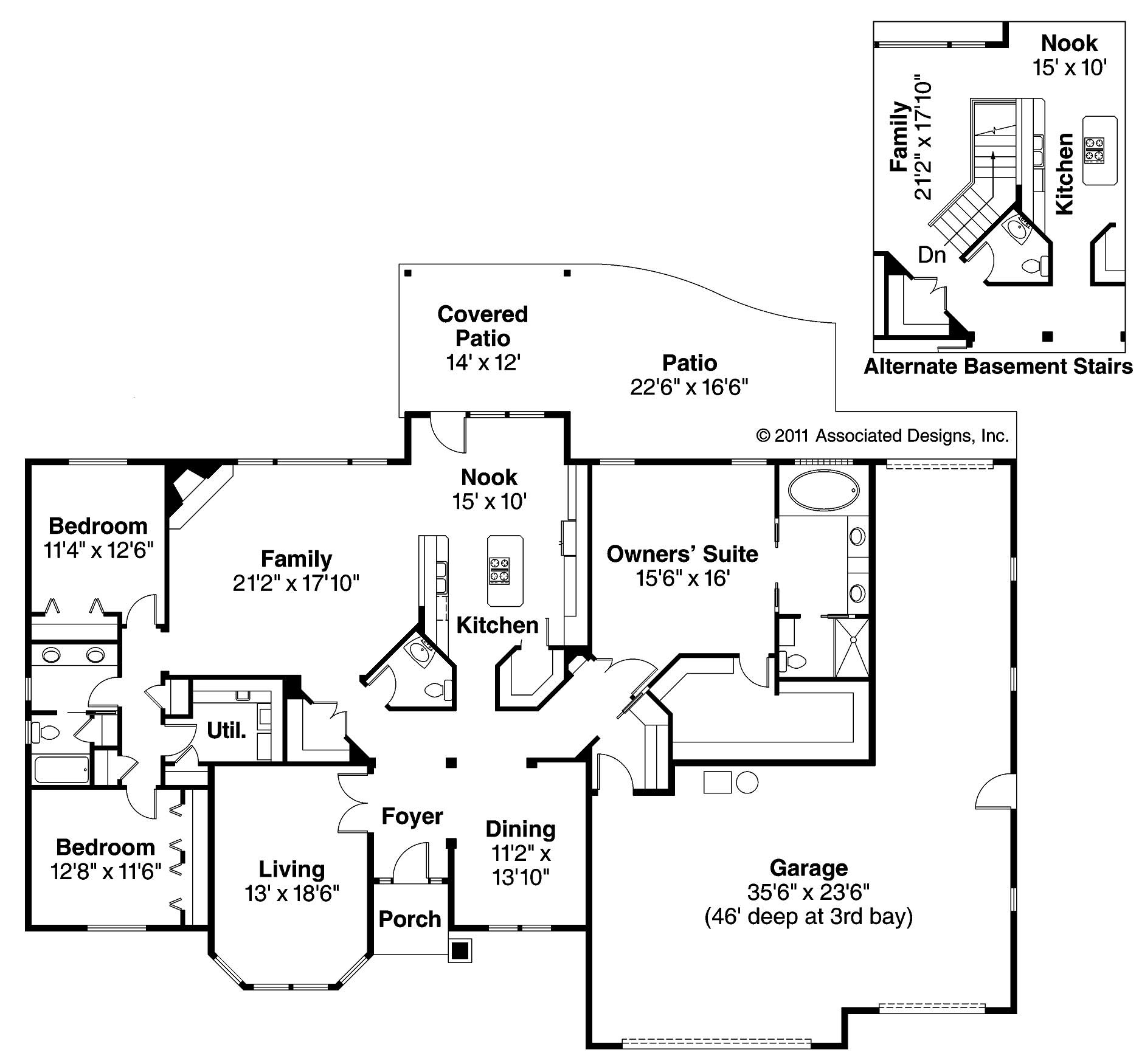Floor Plan First Story of Ranch Plan #108-1643