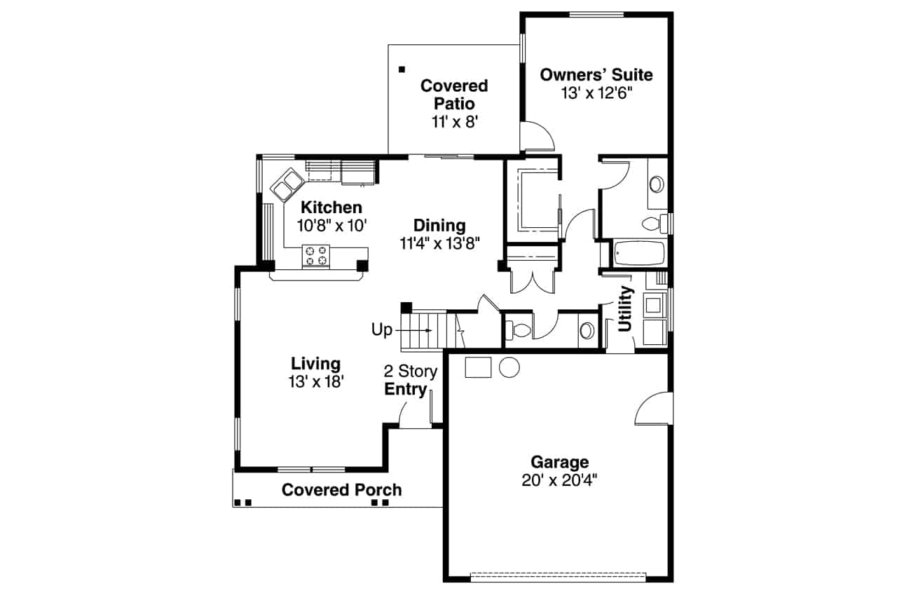 Floor Plan First Story of Country Plan #108-1645
