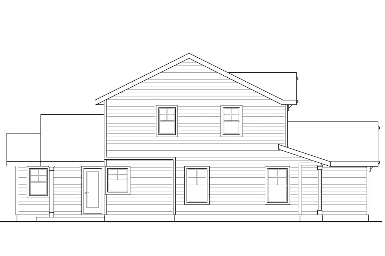 Home Plan Left Elevation of this 4-Bedroom,1673 Sq Ft Plan -108-1645