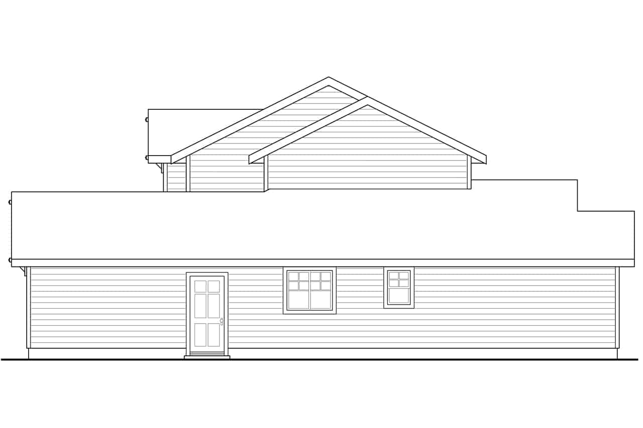 Home Plan Right Elevation of this 4-Bedroom,1673 Sq Ft Plan -108-1645