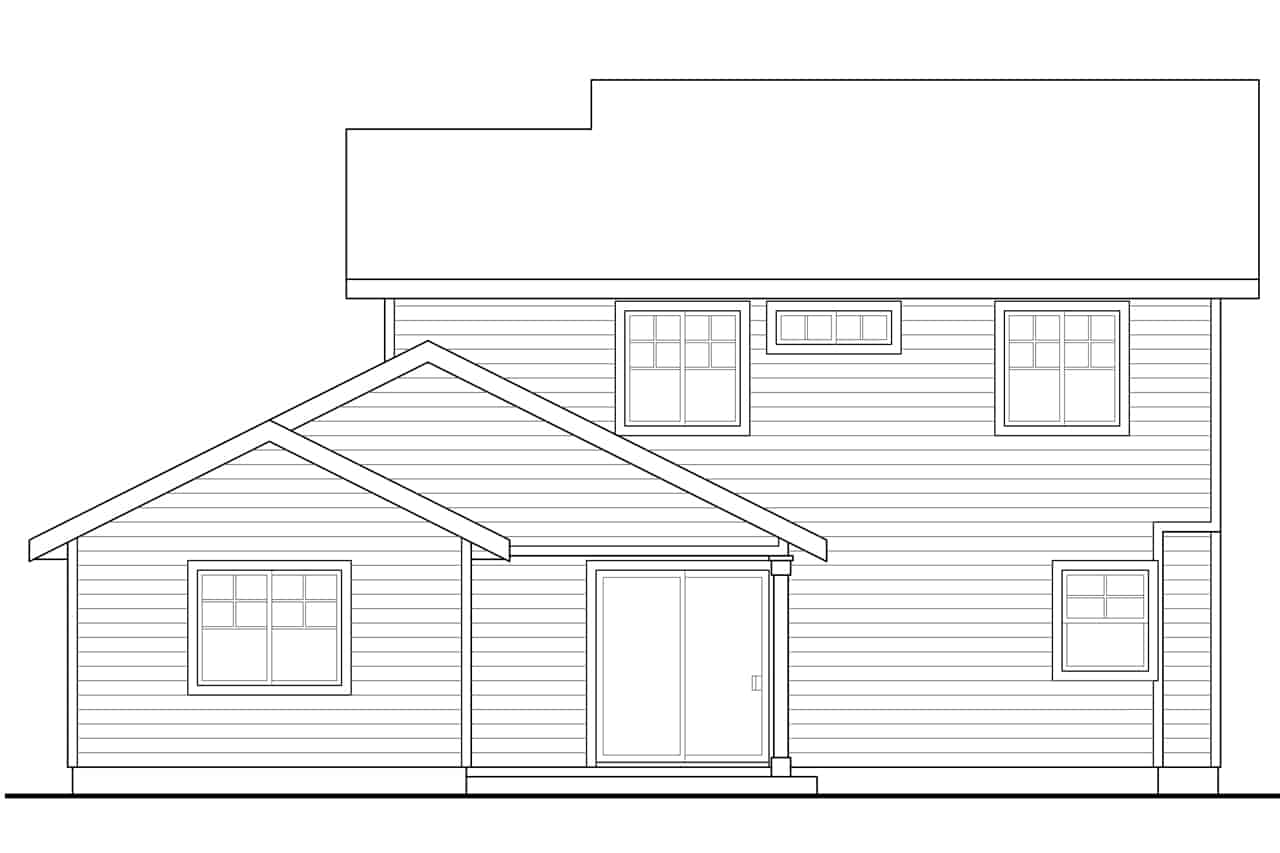 Home Plan Rear Elevation of this 4-Bedroom,1673 Sq Ft Plan -108-1645