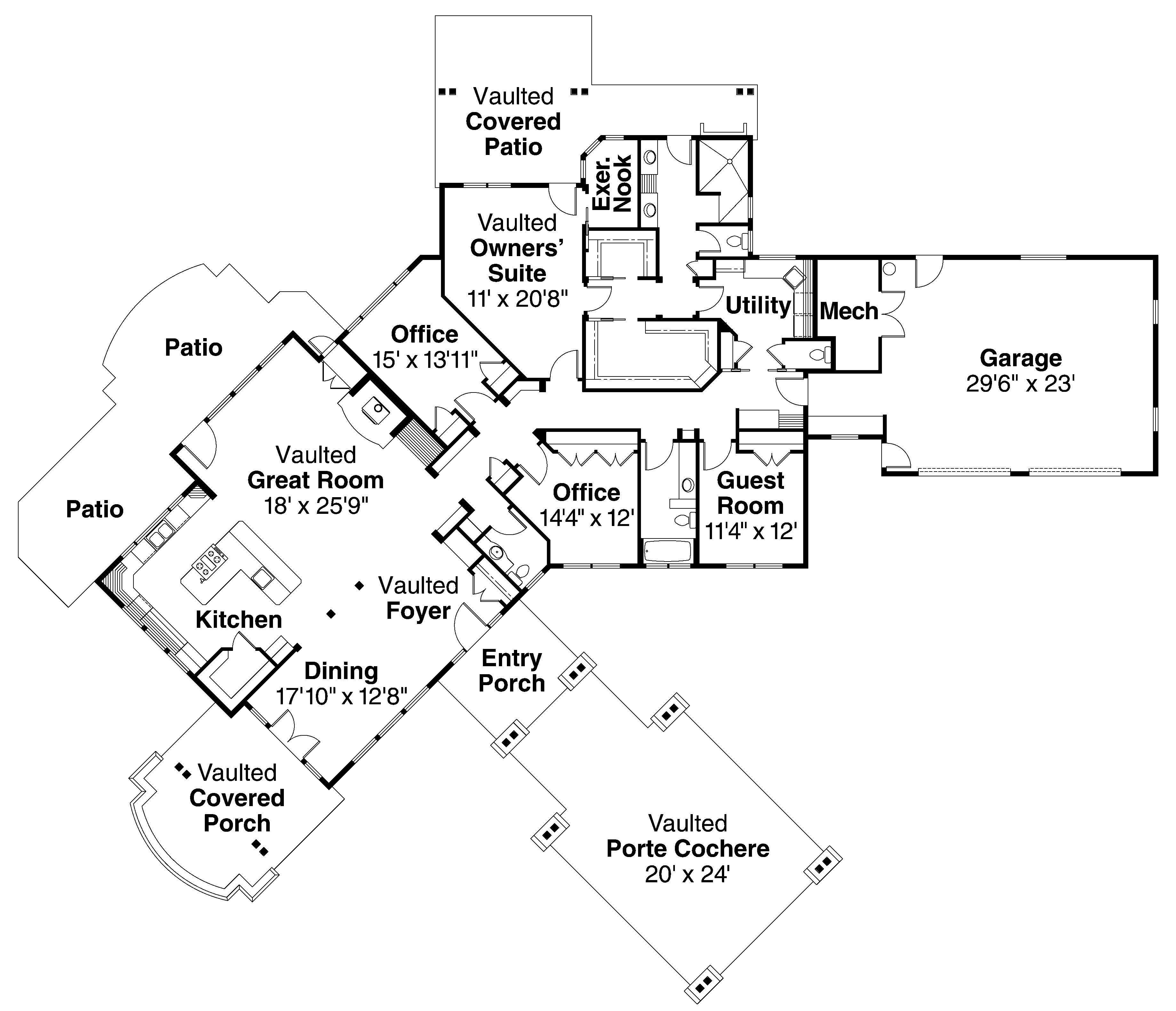 Floor Plan First Story of Craftsman Plan #108-1646