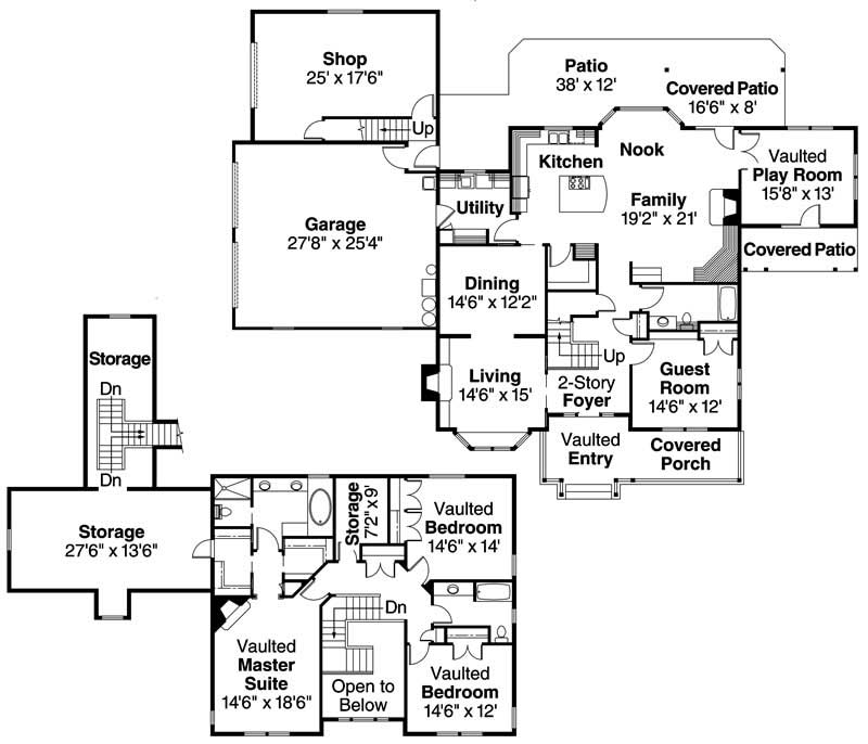 Floor Plan First Story of Country Plan #108-1647