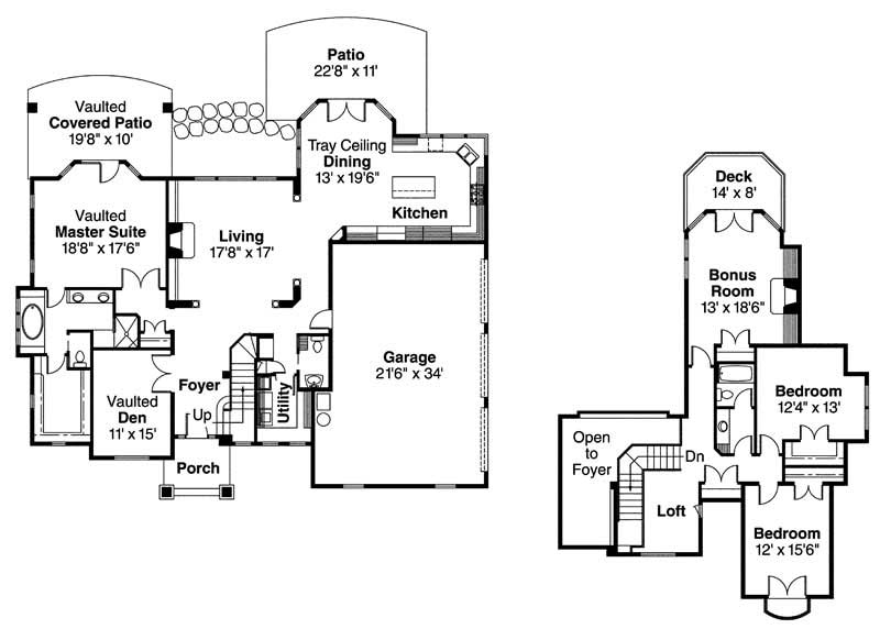 Floor Plan First Story of European Plan #108-1648