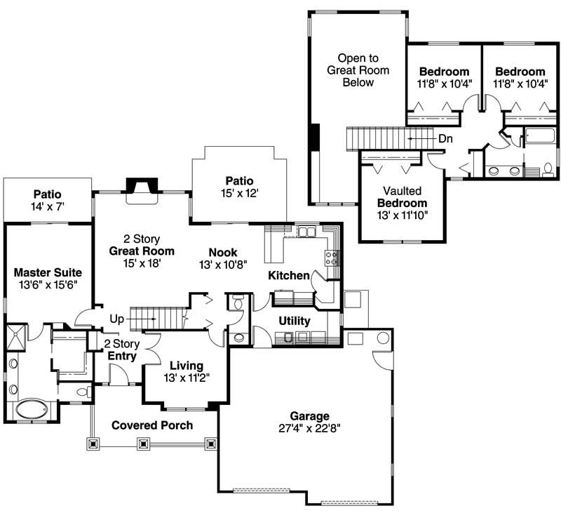 Floor Plan First Story of Country Plan #108-1649