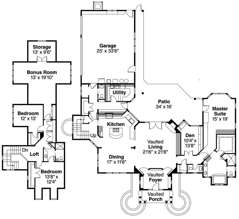 Floor Plan First Story of Contemporary Plan #108-1650