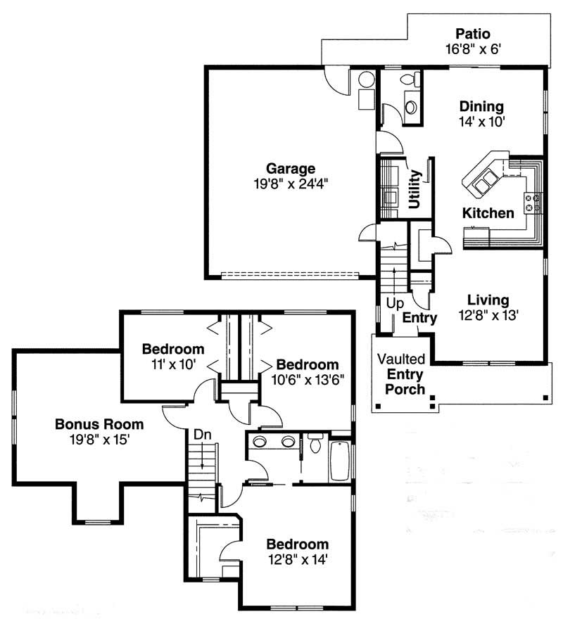 Floor Plan First Story of Country Plan #108-1656