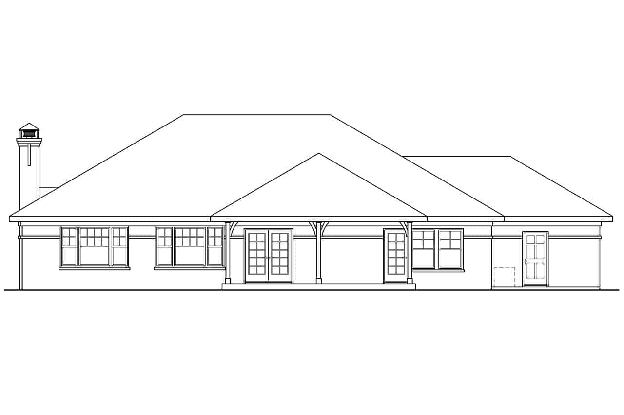 Home Plan Rear Elevation of this 3-Bedroom,2130 Sq Ft Plan -108-1658