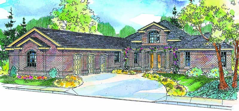 Front elevation of European home (ThePlanCollection: House Plan #108-1659)