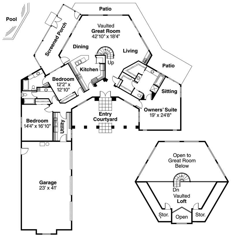 Floor Plan First Story of Ranch Plan #108-1659