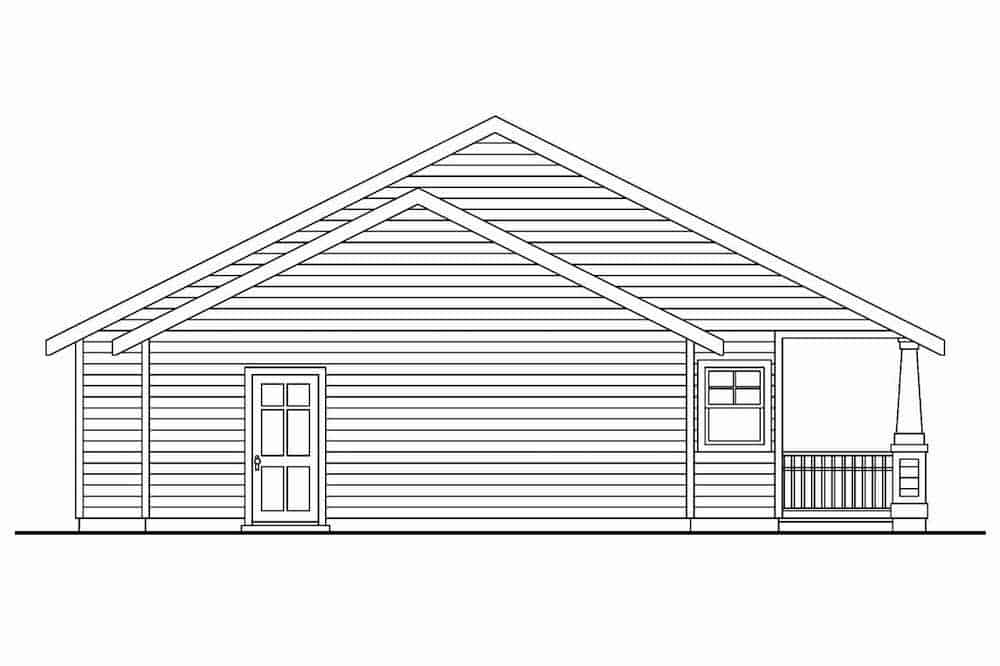 Home Plan Rear Elevation of this 3-Bedroom,1265 Sq Ft Plan -108-1660