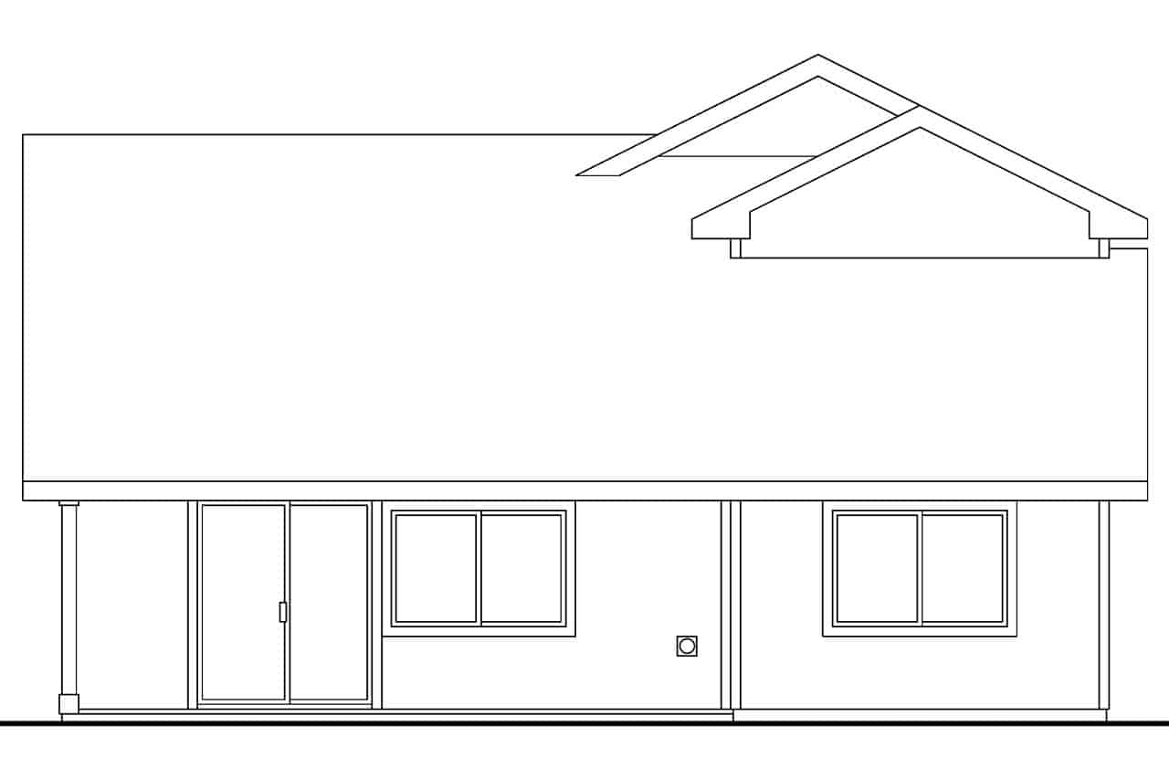 Home Plan Rear Elevation of this 3-Bedroom,1655 Sq Ft Plan -108-1665