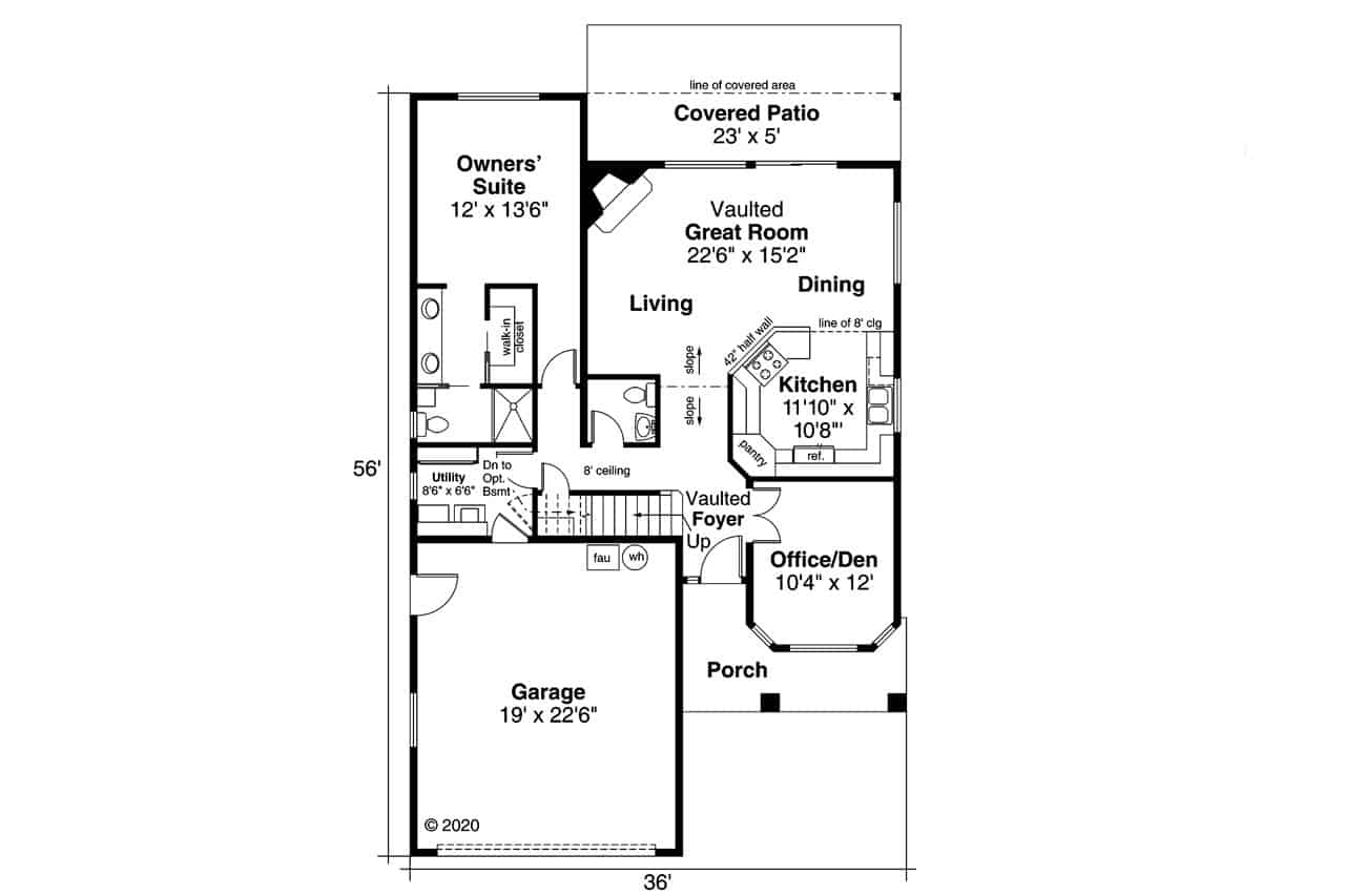 Main Level of Contemporary Plan #108-1665