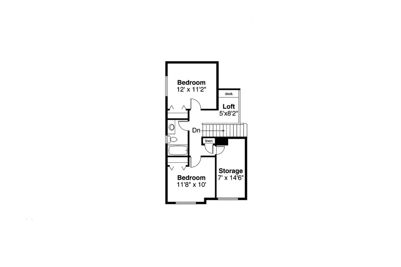 Upper Level of Contemporary Plan #108-1665