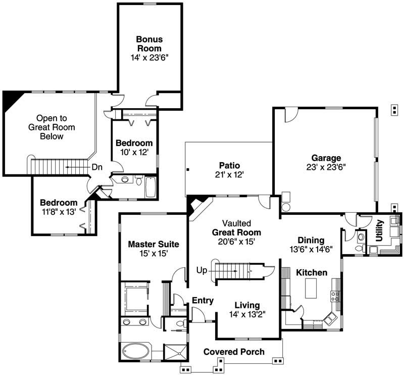 Floor Plan First Story of Contemporary Plan #108-1667