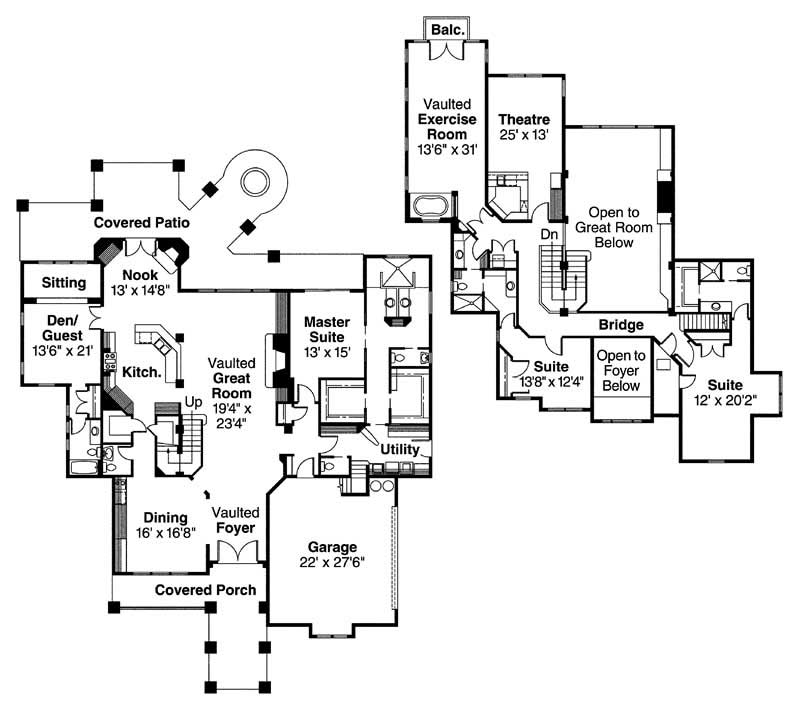 Floor Plan First Story of Craftsman Plan #108-1674