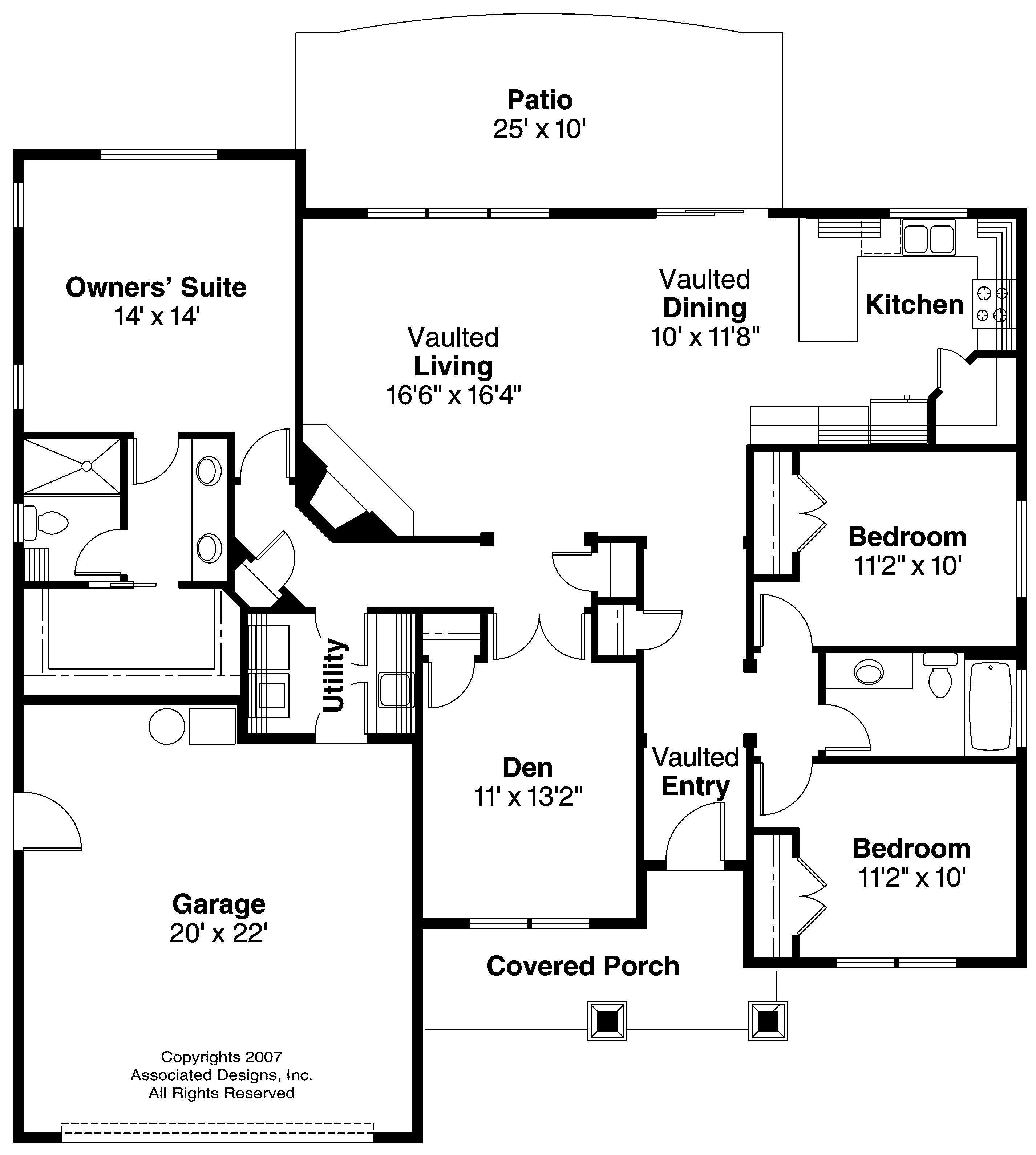 Floor Plan First Story of Ranch Plan #108-1675