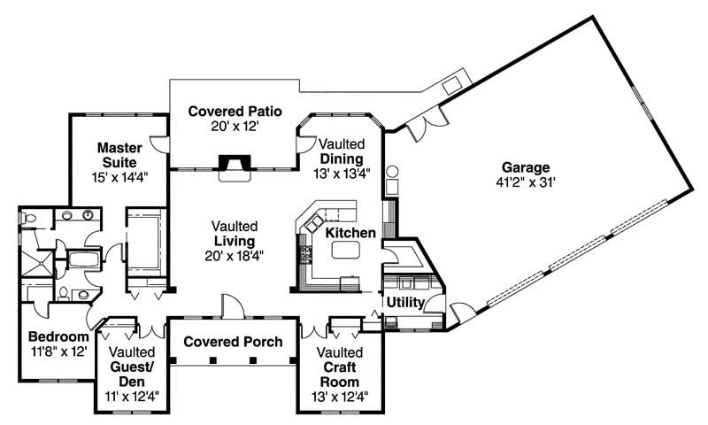 Floor Plan First Story of Country Plan #108-1678