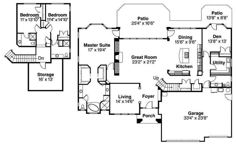 Floor Plan First Story of Luxury Plan #108-1680