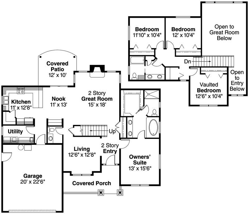 Floor Plan First Story of Contemporary Plan #108-1687