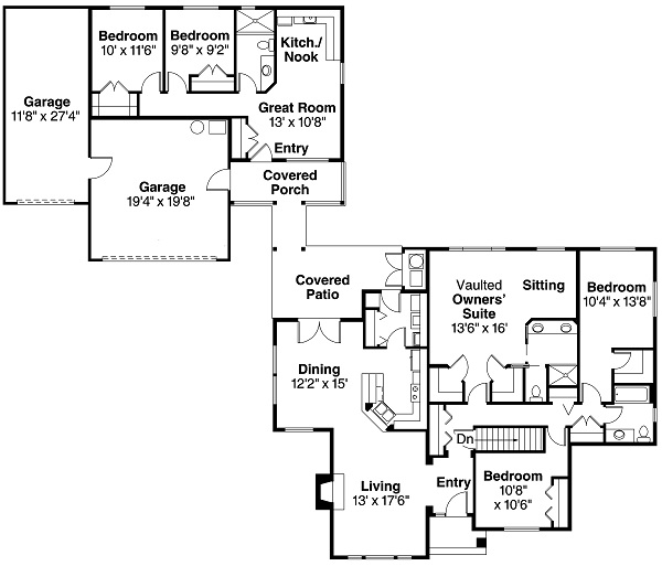 Floor Plan First Story of Arts and Crafts Plan #108-1692