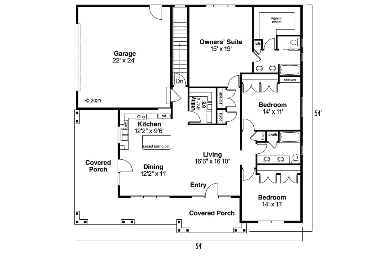 Floor Plan First Story of Country Plan #108-1694