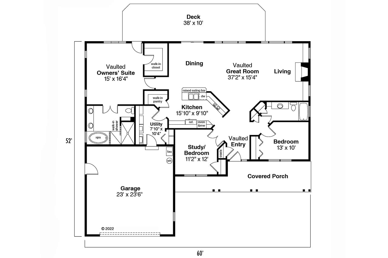 Floor Plan First Story of Country Plan #108-1695