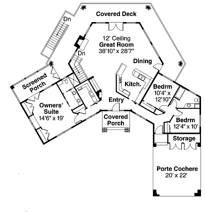 Floor Plan First Story of Country Plan #108-1696