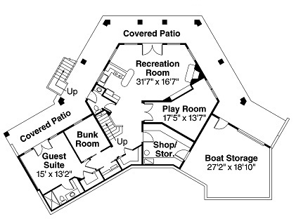 Floor Plan Basement of Country Plan #108-1696
