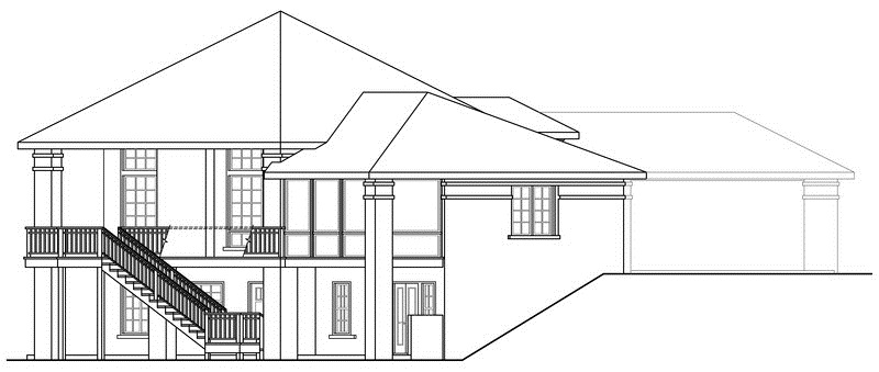 Home Plan Left Elevation of this 5-Bedroom,3476 Sq Ft Plan -108-1696