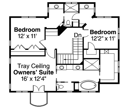 Floor Plan Second Story of Southwest Plan #108-1698