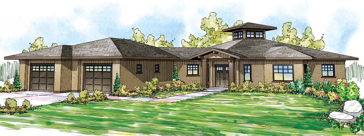 Front elevation of Mediterranean home (ThePlanCollection: House Plan #108-1704)