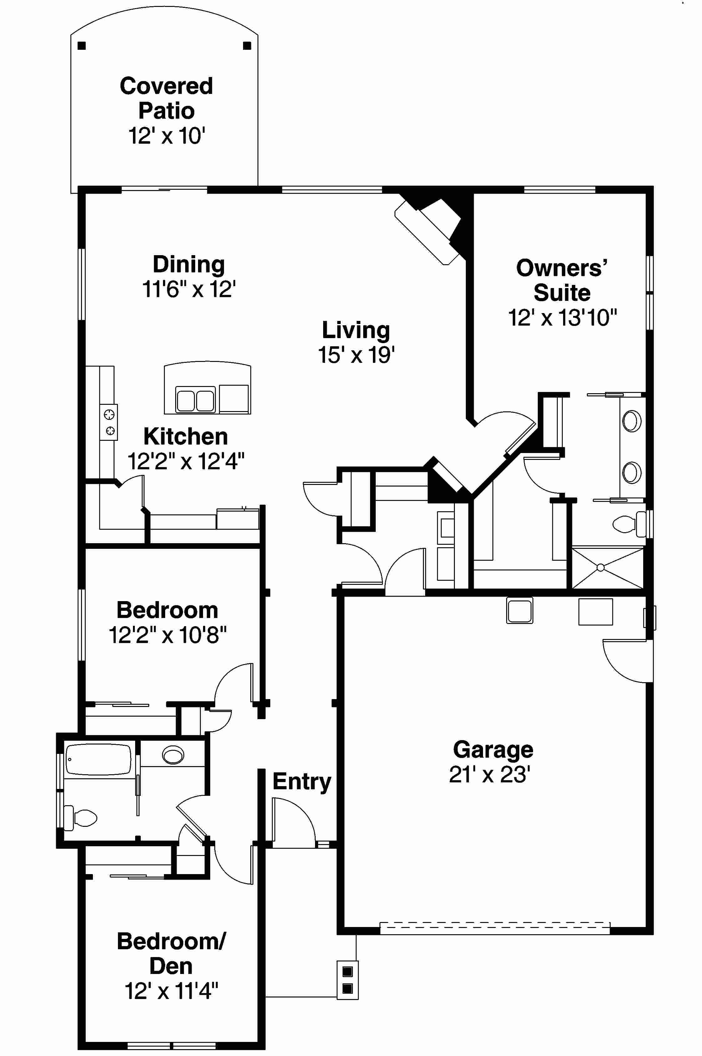 Floor Plan First Story of Shingle Plan #108-1719