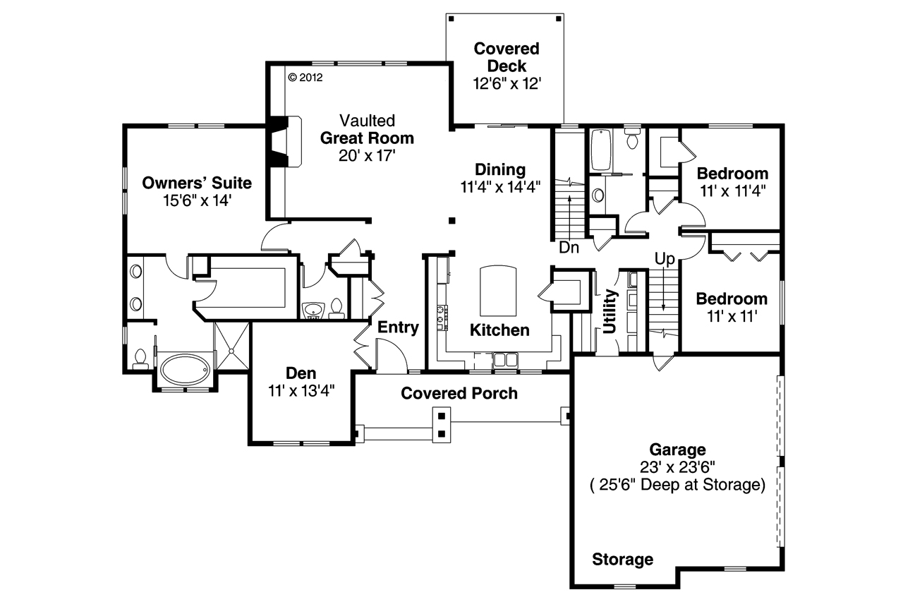 Floor Plan First Story of Ranch Plan #108-1722