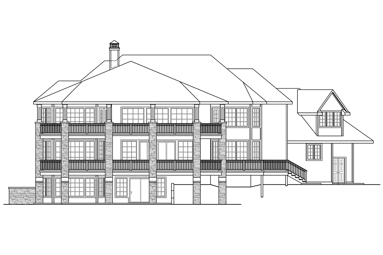 Home Plan Rear Elevation of this 4-Bedroom,5471 Sq Ft Plan -108-1739