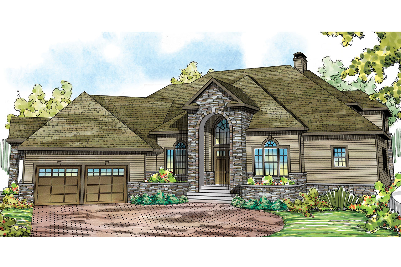 Front elevation of Tudor home (ThePlanCollection: House Plan #108-1739)