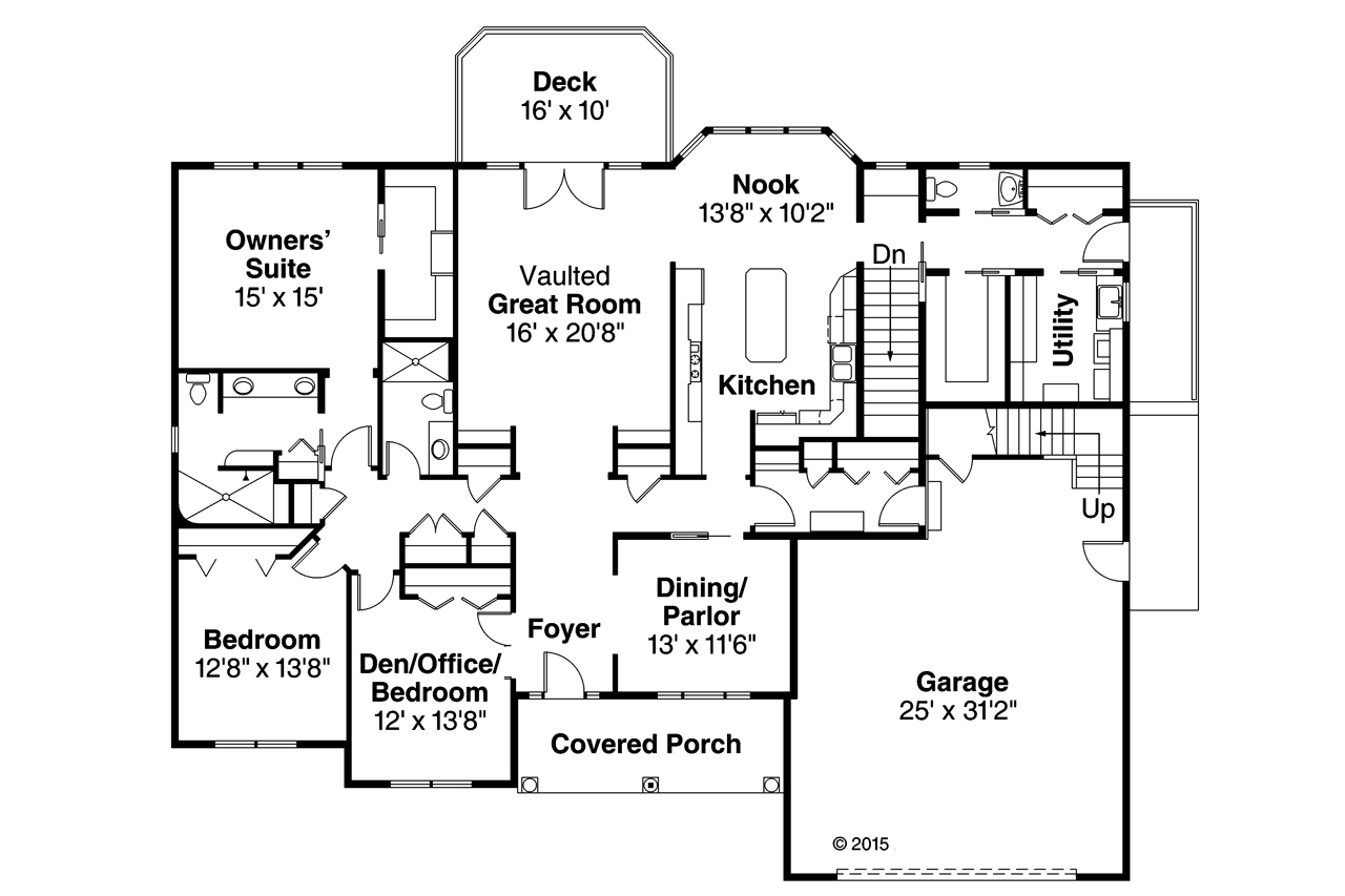 Floor Plan First Story of Ranch Plan #108-1740