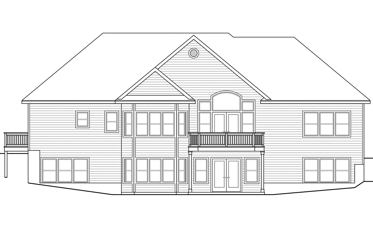Home Plan Rear Elevation of this 3-Bedroom,2619 Sq Ft Plan -108-1740