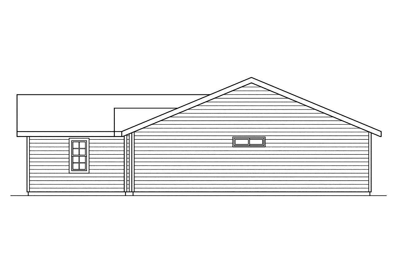 Home Plan Right Elevation of this 3-Bedroom,1244 Sq Ft Plan -108-1741
