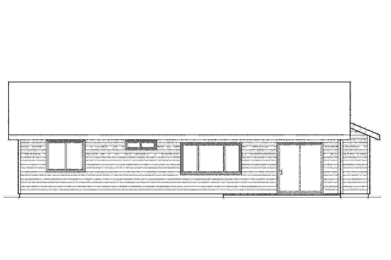 Home Plan Rear Elevation of this 3-Bedroom,1244 Sq Ft Plan -108-1741