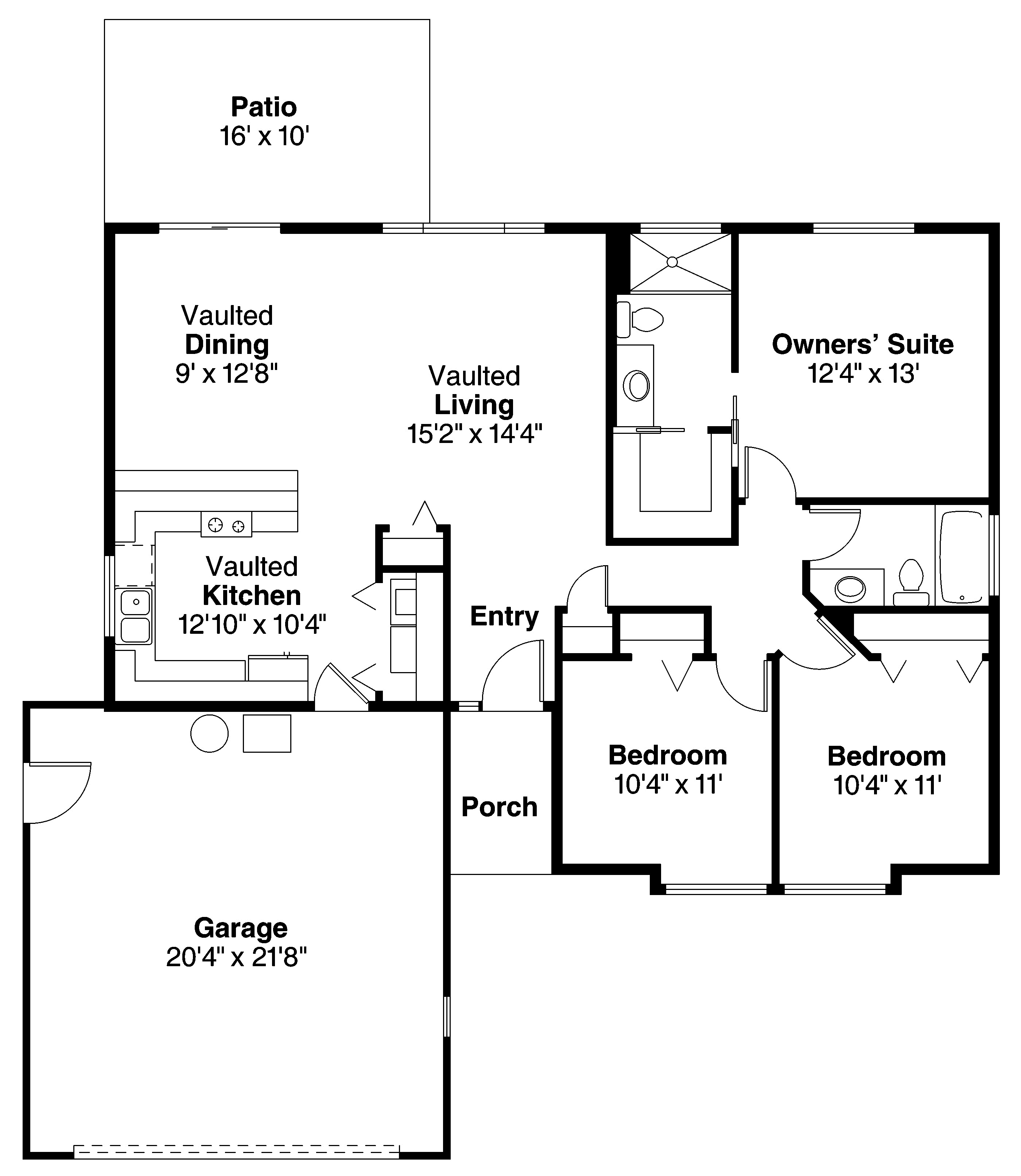 Floor Plan First Story of Ranch Plan #108-1741