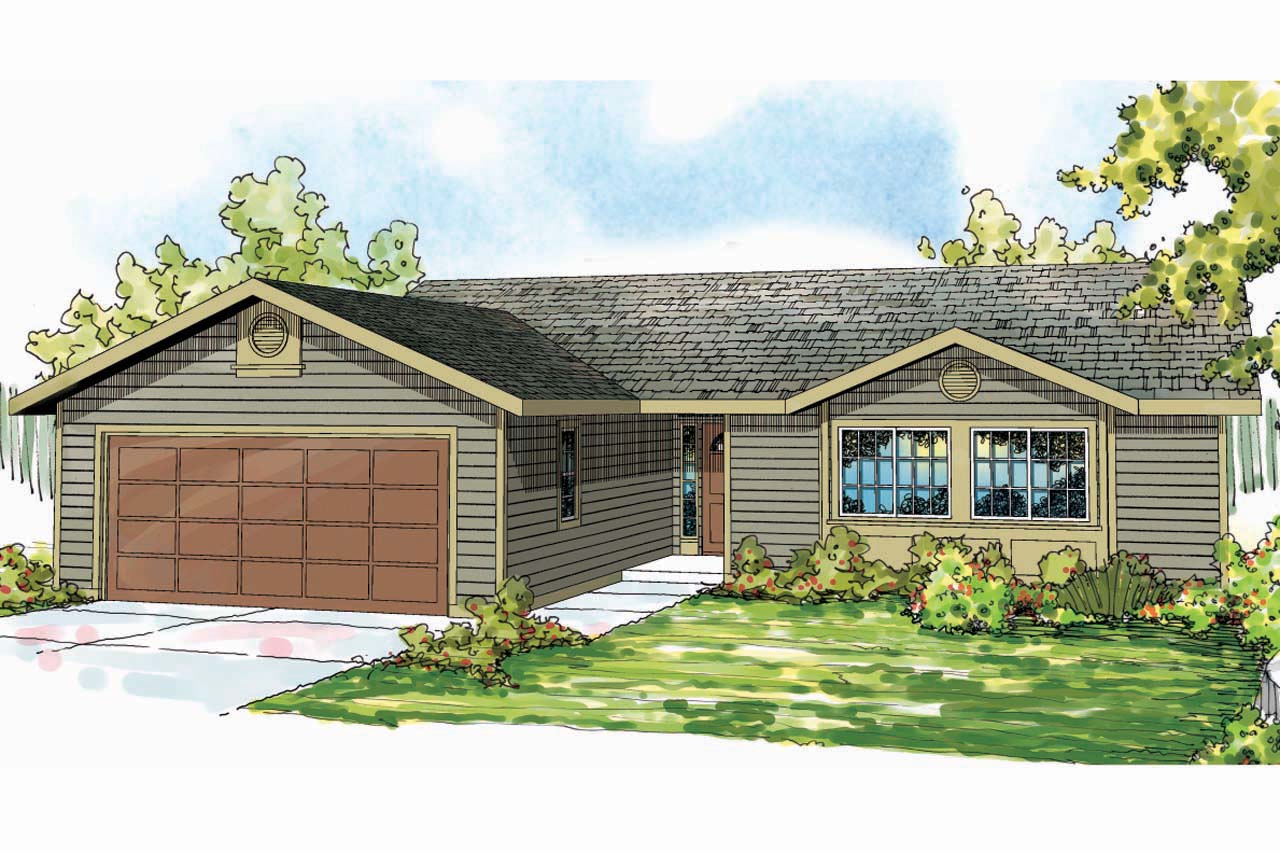 Front elevation of Ranch home (ThePlanCollection: House Plan #108-1741)