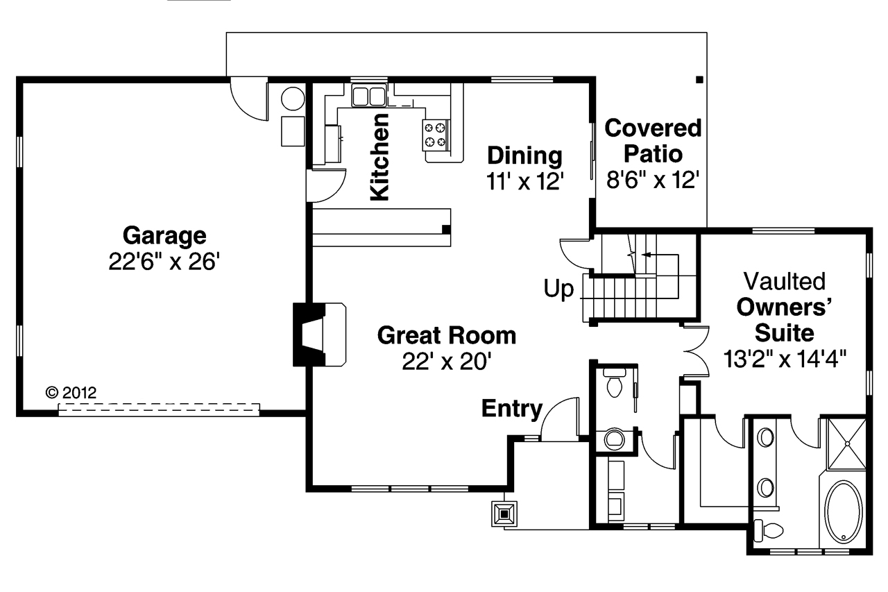 Floor Plan First Story of Shingle Plan #108-1742