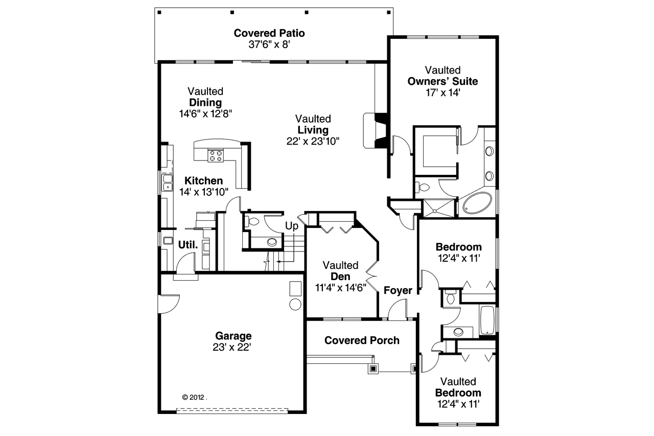 Floor Plan First Story of Craftsman Plan #108-1743