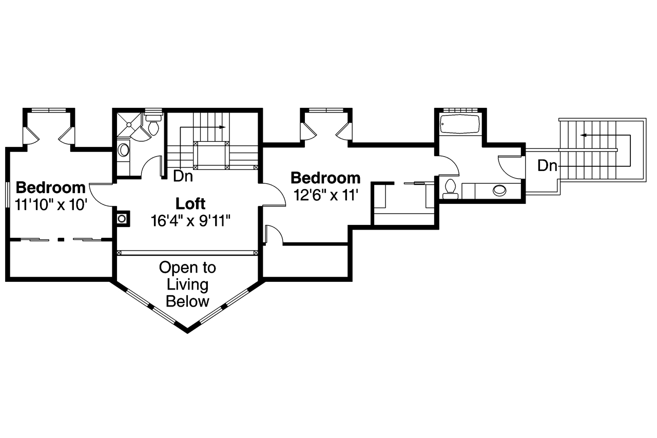 Floor Plan Second Story of A Frame Plan #108-1746